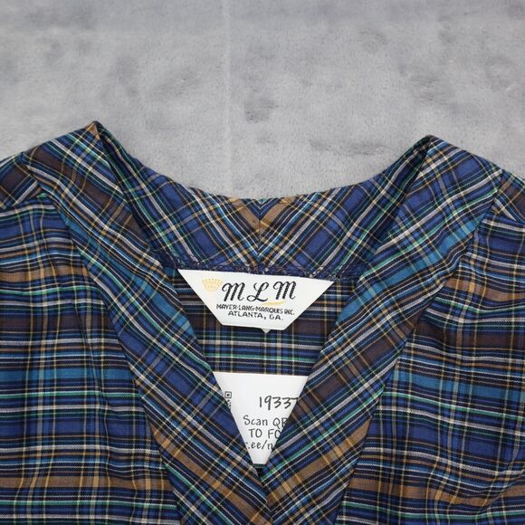 MLM Label Shirt Womens Multicolor Short Sleeve Vneck Button Plaid Blouse - Picture 10 of 16